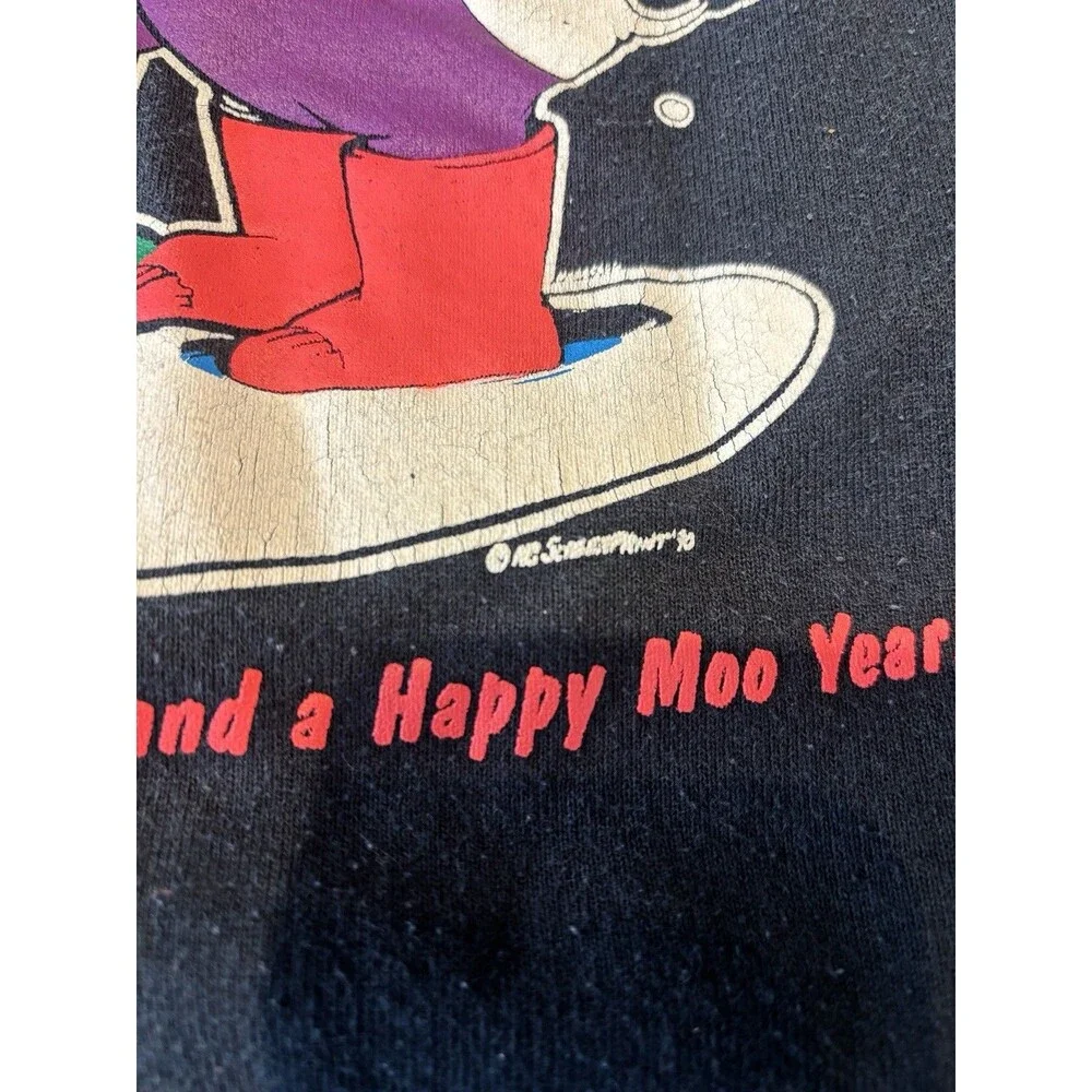 Vintage Fruit Of The Loom Size L Jingle Bulls Christmas Themed Crewneck USA Made